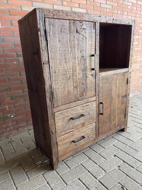 Kabinet 100 cm breed  oud hout direct leverbaar actie prijs, 1 of 2 laden, 100 tot 150 cm, Nieuw, Kabinet 120 oud hout direct leverbaar