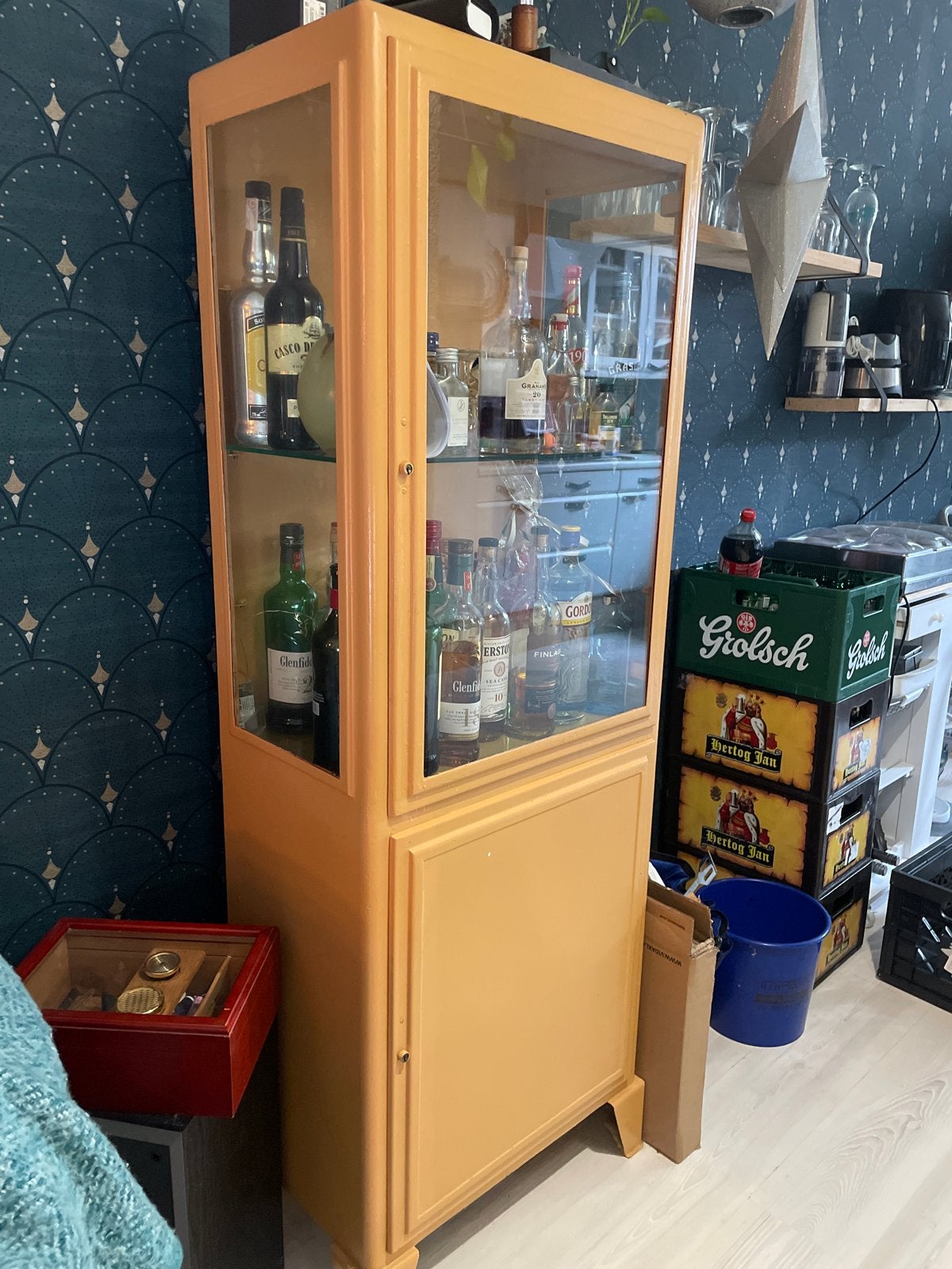 Vintage Stalen Apothekerskast - Industriële Vitrinekast, Antiek en Kunst, Ophalen