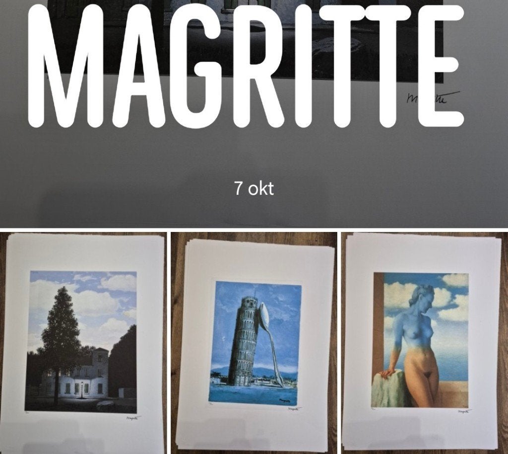 Rene Magritte Lithografie off set 50x70 cm  130€/3, Antiek en Kunst, Ophalen of Verzenden