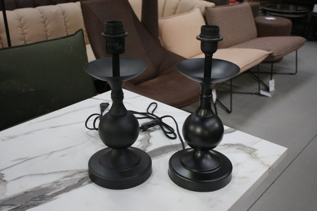 2 x lampvoet tafellamp LESANE Light & Living zwart metaal, Huis en Inrichting, Zwart, Zo goed als nieuw, Metaal, Met schakelaar