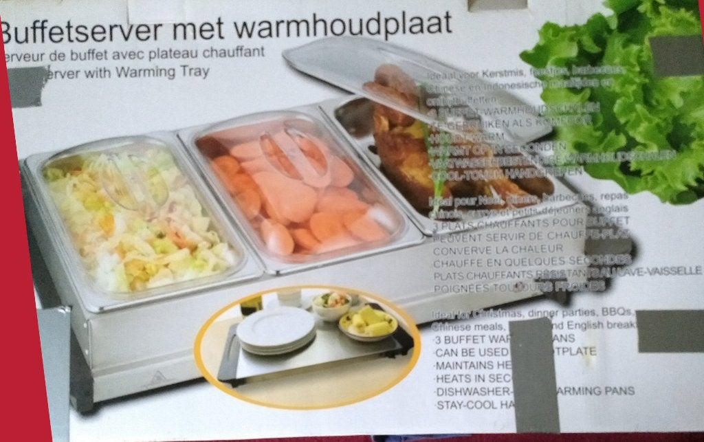 buffetserver met warmhoudplaat, Ophalen, Zo goed als nieuw