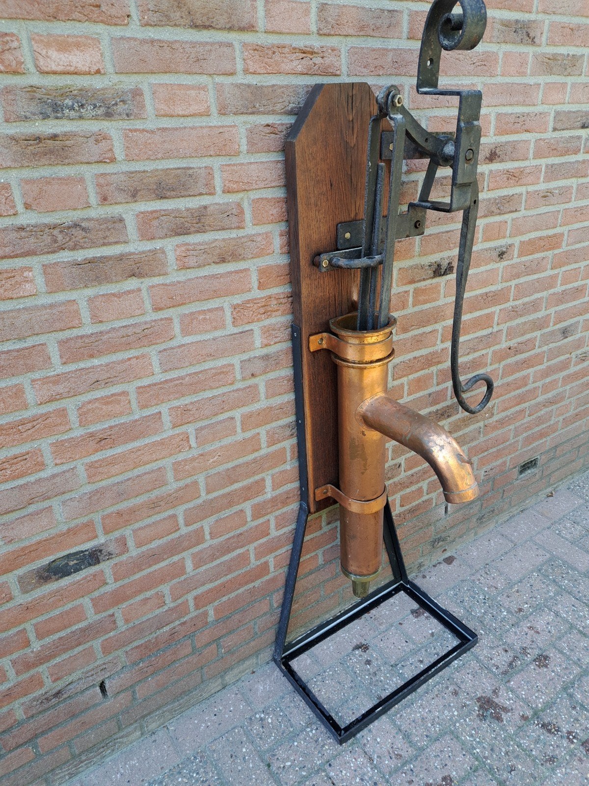 Franse koperen waterpomp, Tuin en Terras, Waterpompen, Ophalen, Handmatig, Bronpomp