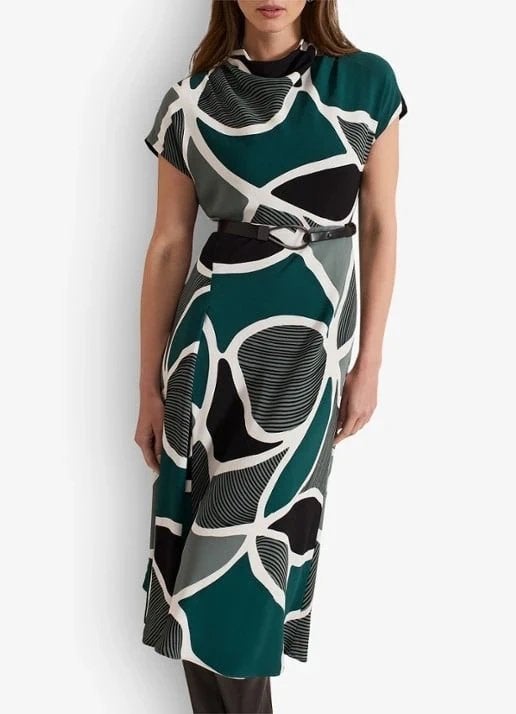 Phase Eight luxe jurk mooie kleurstelling groentinten 42, Kleding | Dames, Maat 42/44 (L), Nieuw, Onder de knie, Meerkleurig