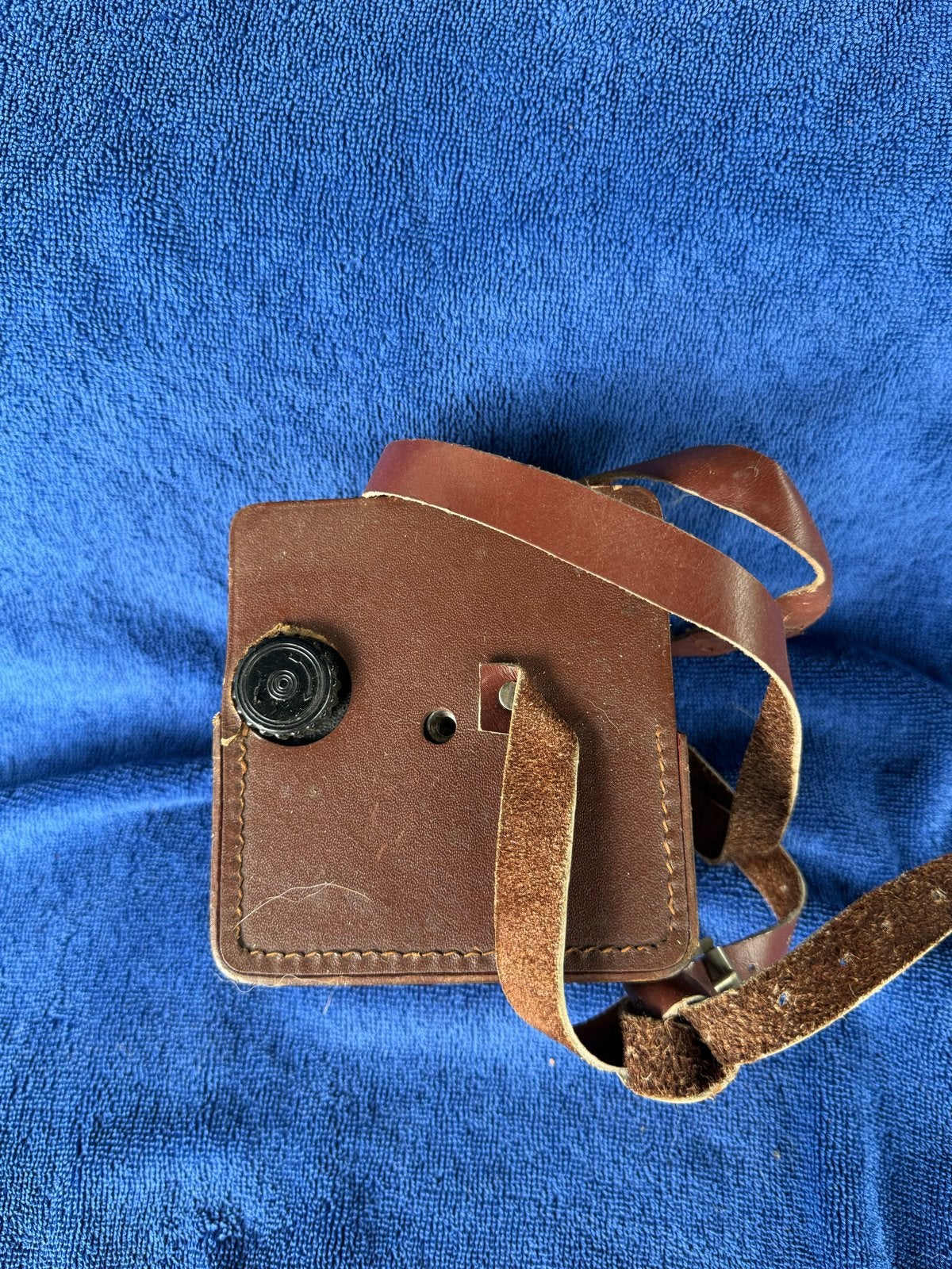Vintage Kodak Brownie 2A Boxcamera met lederen tas, Ophalen, Gebruikt, Compact, Kodak