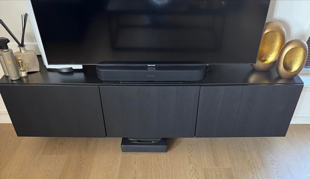 IKEA Besta TV-meubel zwartbruin/Timmerviken, Ophalen, 150 tot 200 cm, Zo goed als nieuw, Minder dan 100 cm