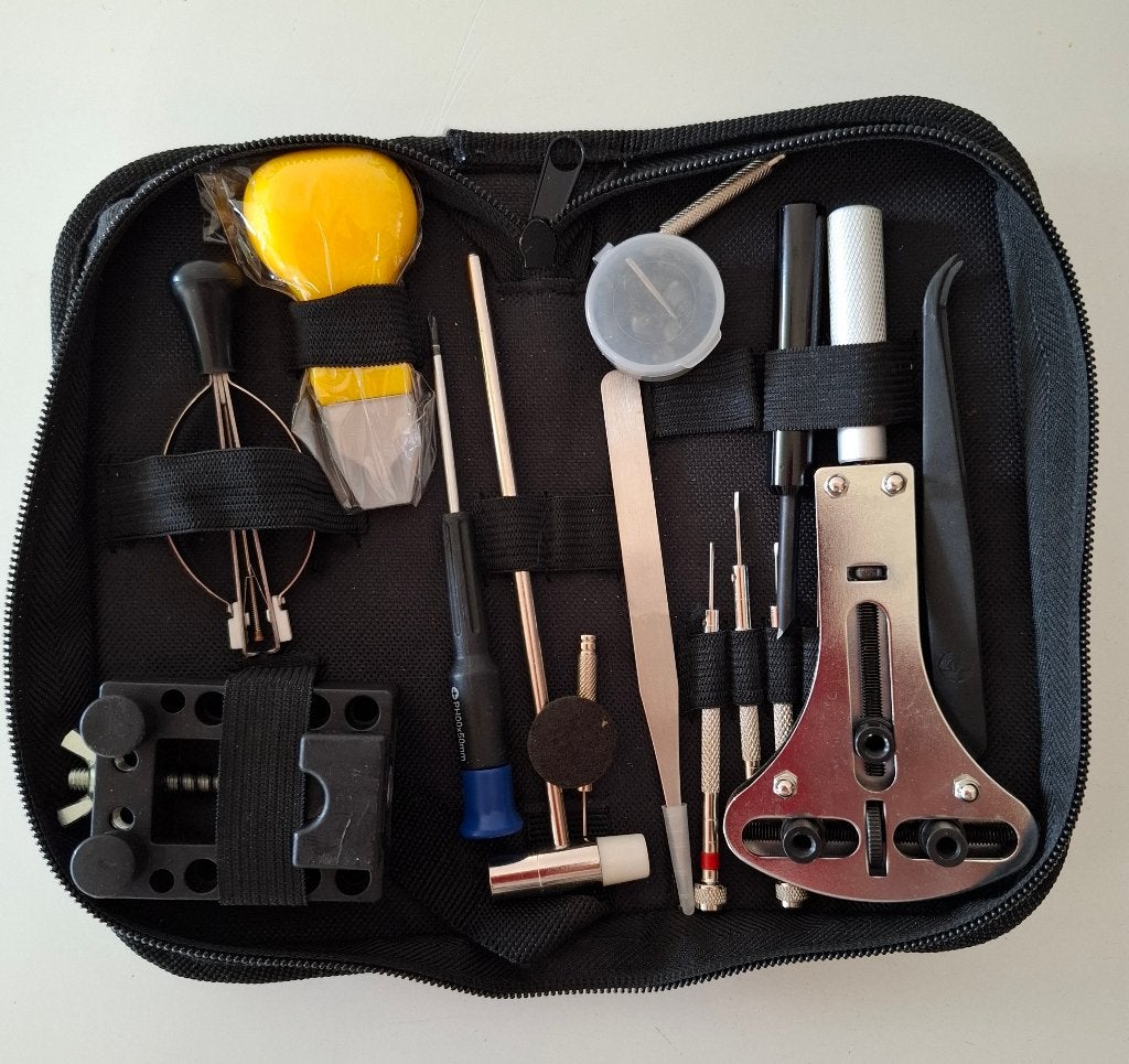 Divers horloge gereedschap in etui., Ophalen of Verzenden