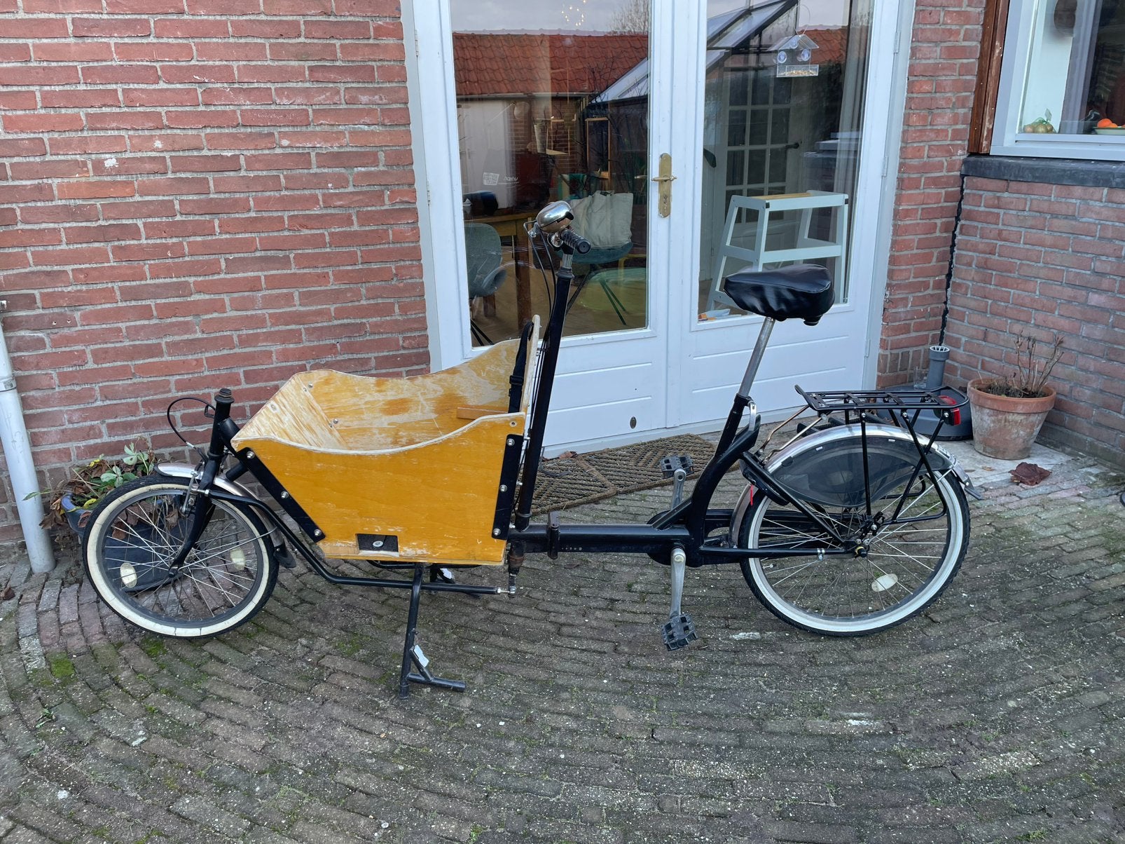 Bakfiets hout met versnellingen, Ophalen, Terugtraprem, Gebruikt, Huif