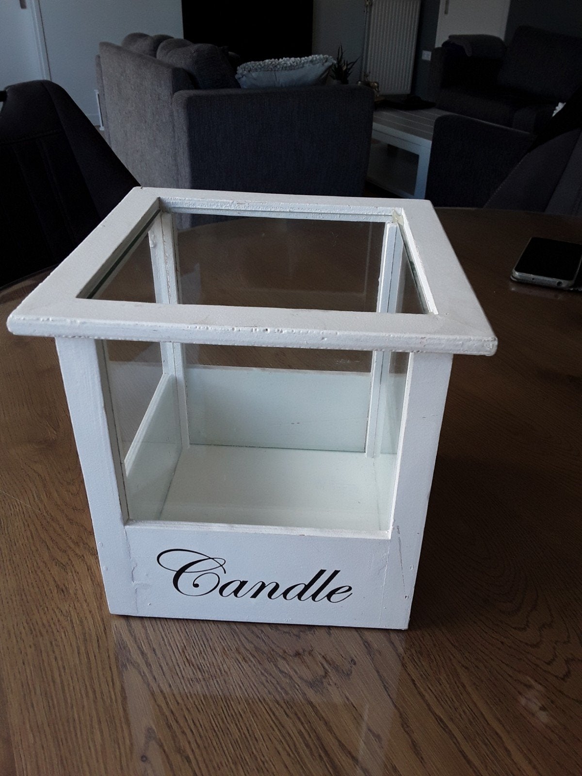 Wit windlicht Candle, Overige materialen, Wit, Ophalen of Verzenden, Zo goed als nieuw
