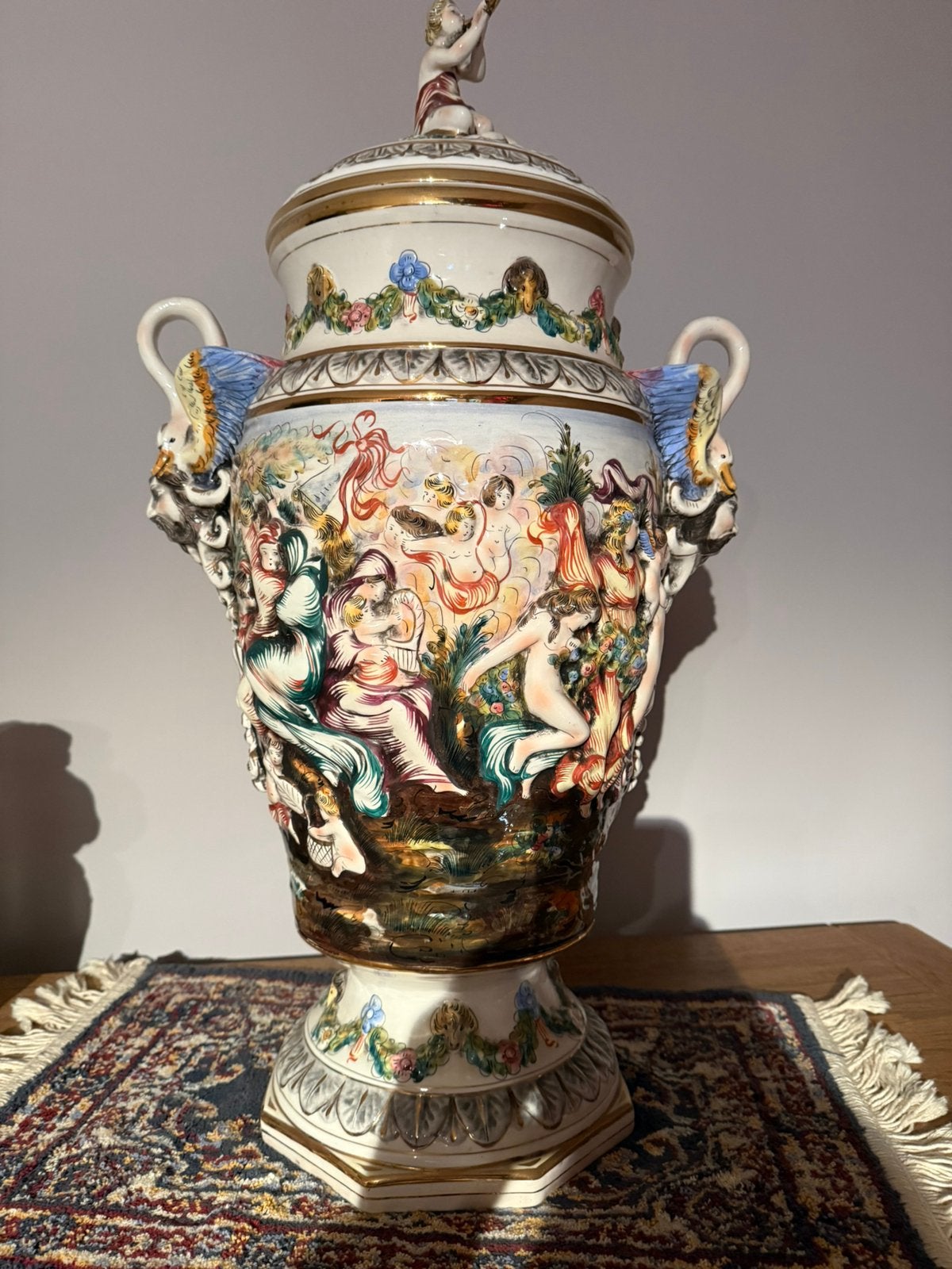 exclusieve, grote Capodimonte Bernini dekselvaas (70 cm), Antiek en Kunst, Antiek | Vazen, Ophalen