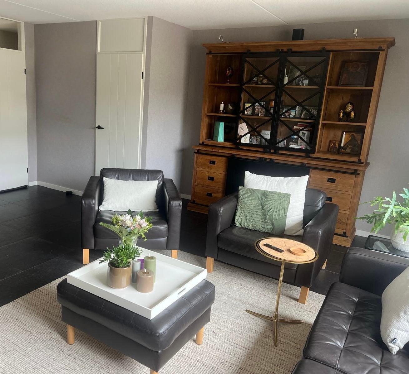 3 zits bank + 2 fauteuils + hocker Ikea Landskrona, Huis en Inrichting, Ophalen, Gebruikt, Kunststof