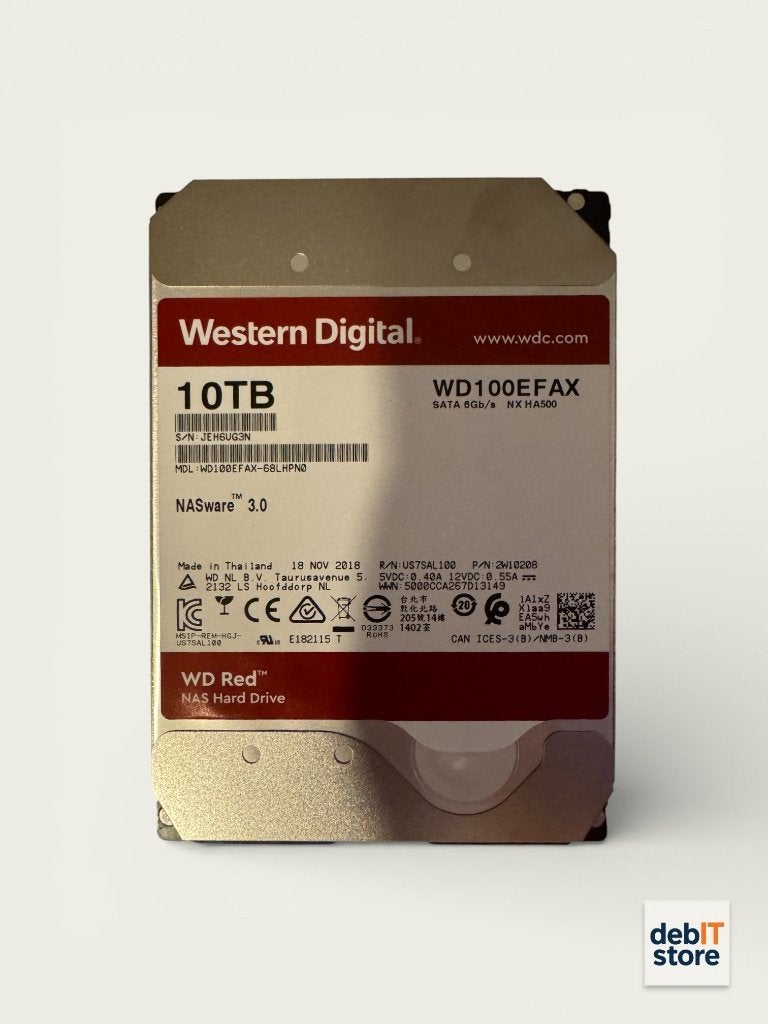WD Red 10tb NAS HDD - WD100EFAX, Computers en Software, Harde schijven, 10tb, Server, Info@debitstore.nl, Zo goed als nieuw