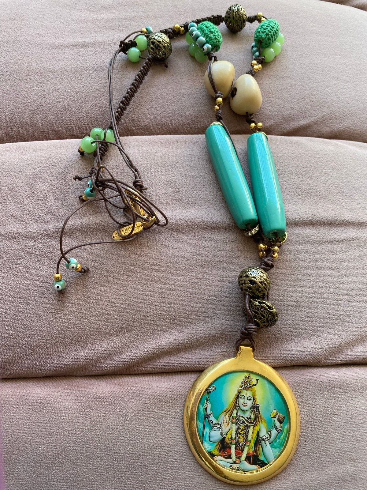 Exclusieve Ketting van merk 4Bonfim, Sieraden, Tassen en Uiterlijk, Kettingen, Ophalen of Verzenden, Zo goed als nieuw, Groen