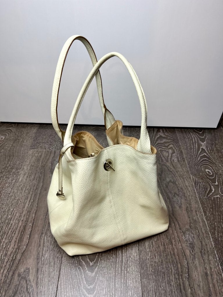 Tas | Handtas | Schoudertas | Leer | Leren | Rabeanco | Wit, Sieraden, Tassen en Uiterlijk, Tassen | Damestassen, Ophalen, Zo goed als nieuw