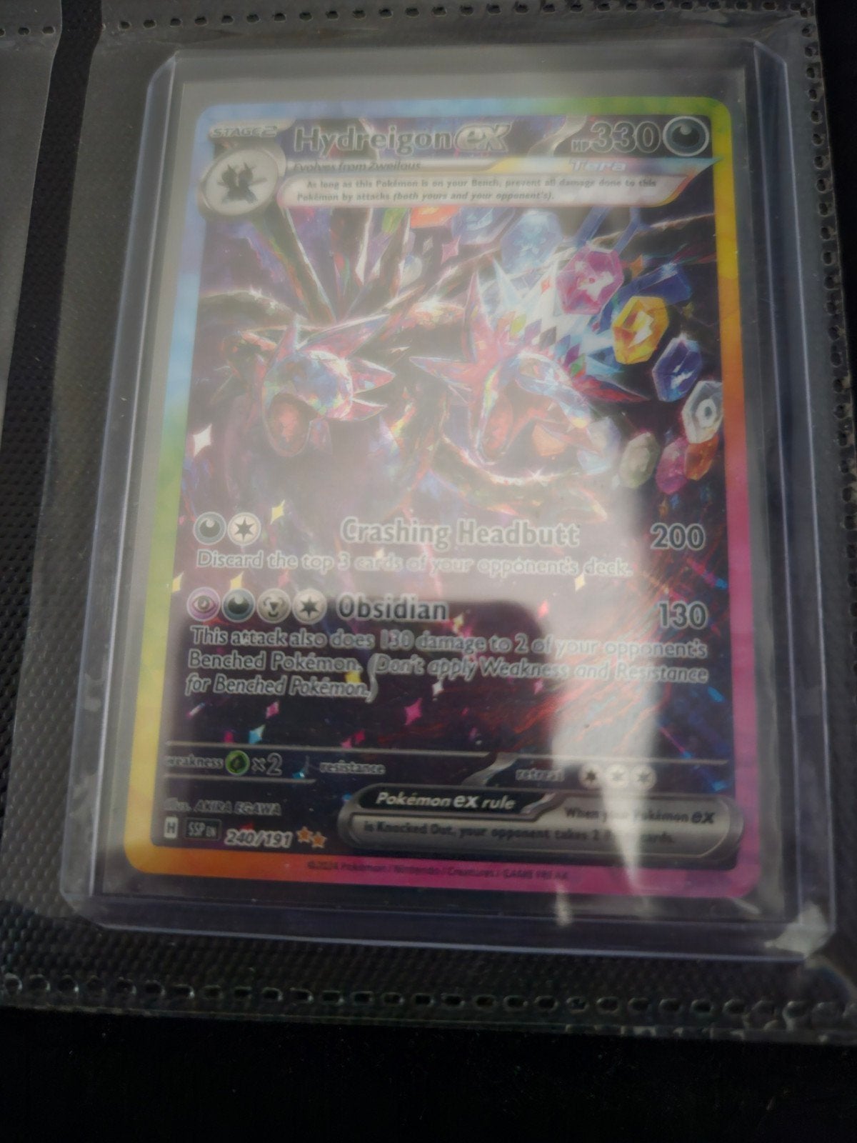 Pokemon Hydreigon ex 240/191 Surging Sparks, Ophalen of Verzenden, Zo goed als nieuw, Losse kaart, Foil