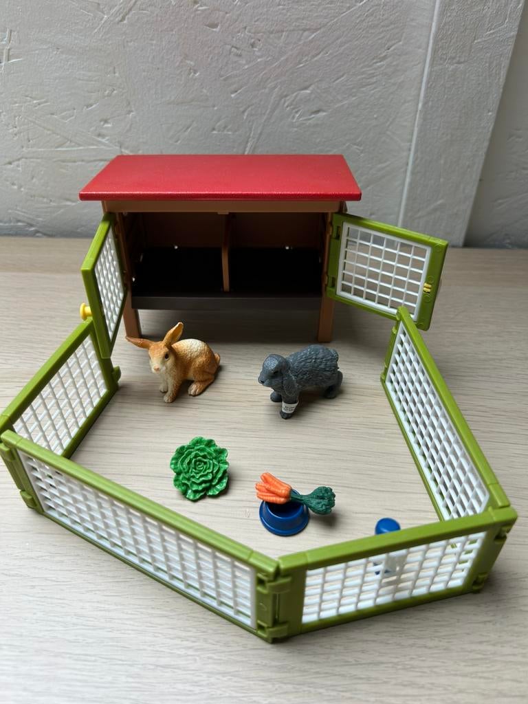 Schleich konijnenhok met konijnen, Verzamelen, Dierenverzamelingen, Ophalen of Verzenden, Zo goed als nieuw, Paard, Beeldje of Figuurtje