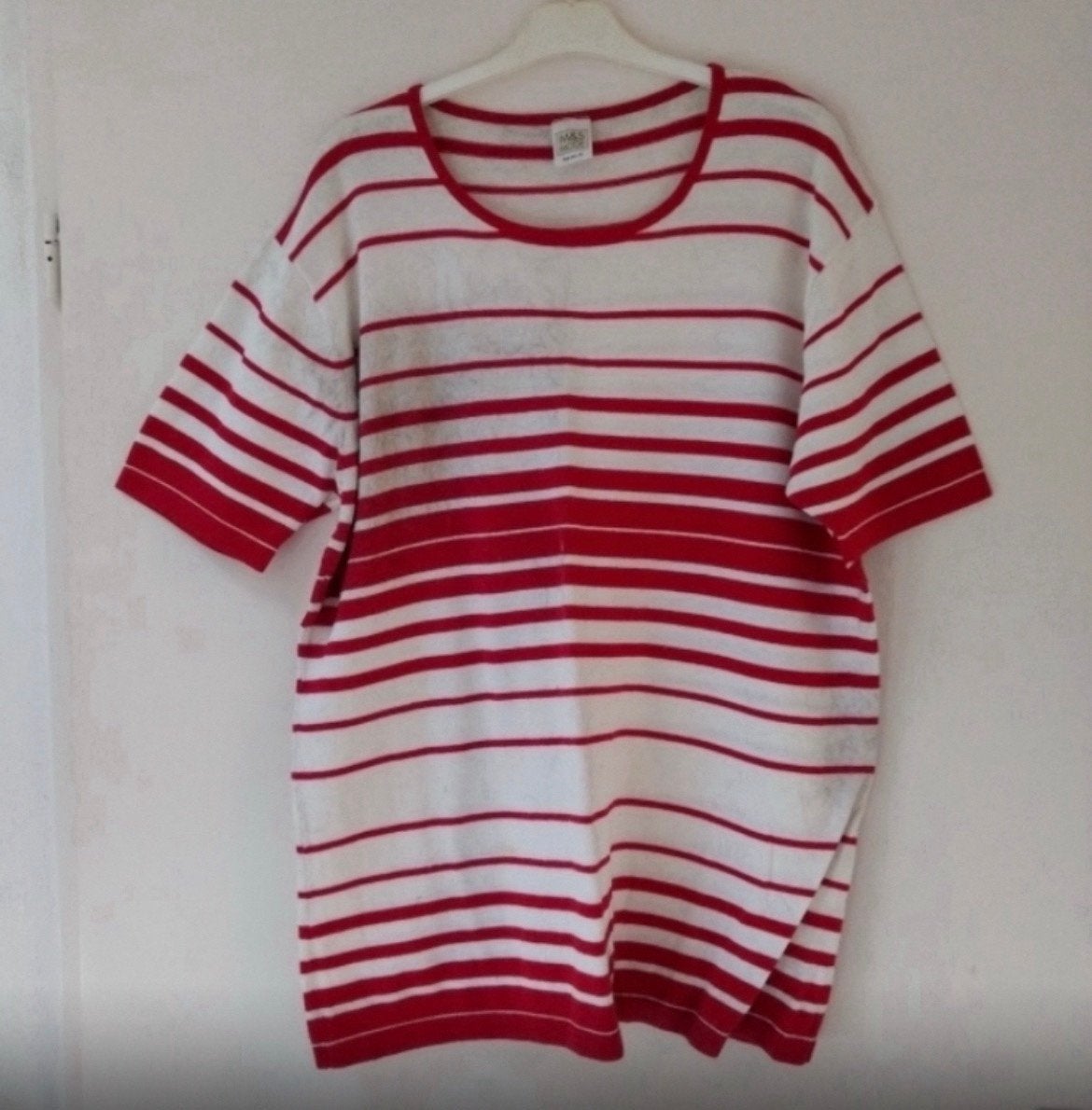 Wit/rood streep shirt.  Maat XL. Merk, Maat 46/48 (XL) of groter, Ophalen of Verzenden, Zo goed als nieuw, Korte mouw