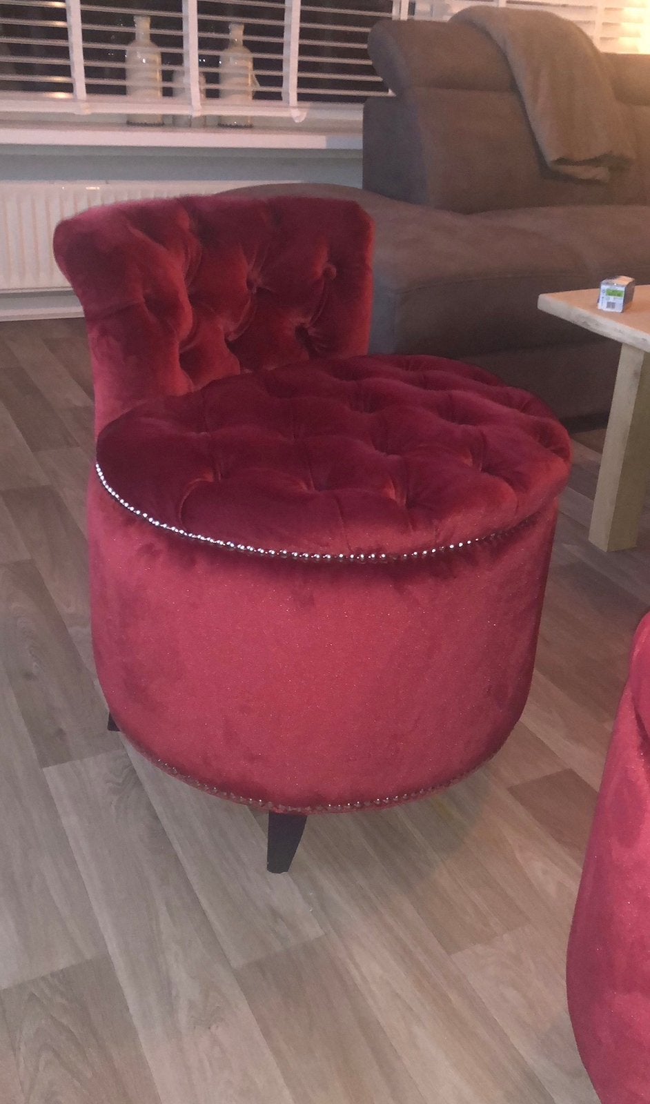 Brocante stoel+ kruk, Ophalen, Minder dan 50 cm, Rond, Zo goed als nieuw