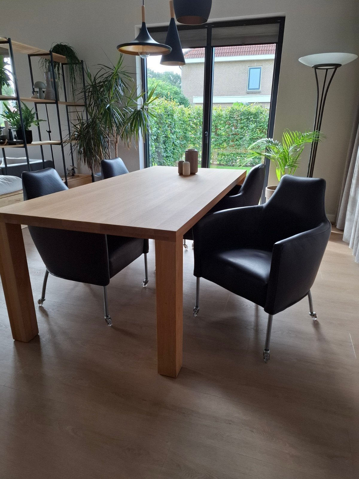 Leren eetkamerstoelen op wieltjes - 4 stuks Bert Plantagie, Ophalen, Overige kleuren, Zo goed als nieuw, Vier