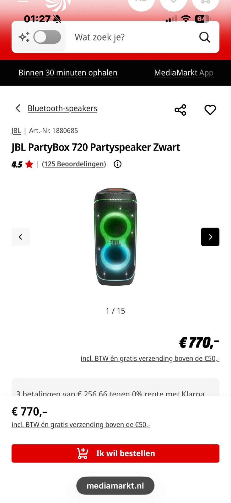 Foto 2 van JBL PartyBox 720 met JBL Party Battery 600 Twin