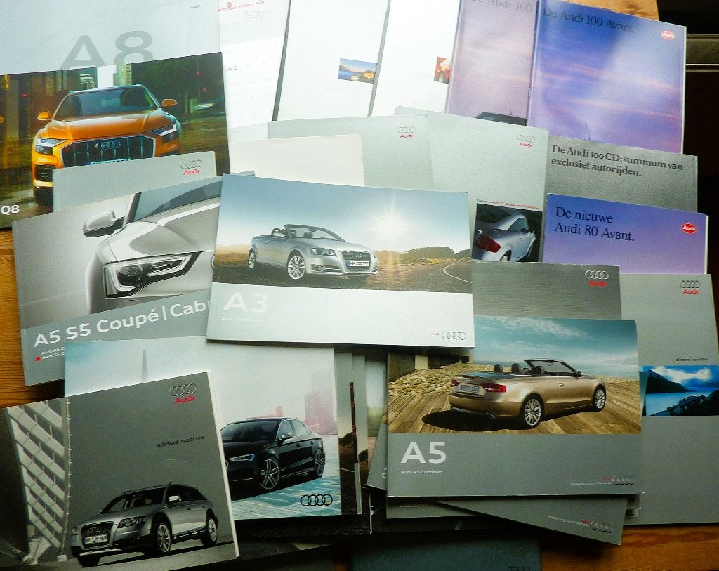 37x Audi brochures v.a. 1978, Ophalen of Verzenden, Zo goed als nieuw, Overige merken