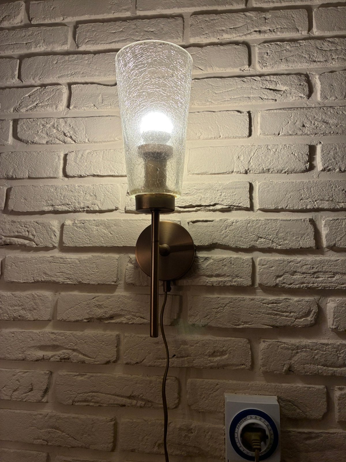 Messing/brons muurlamp uit grootmoeders tijd, Ophalen, Gebruikt, Wandlamp