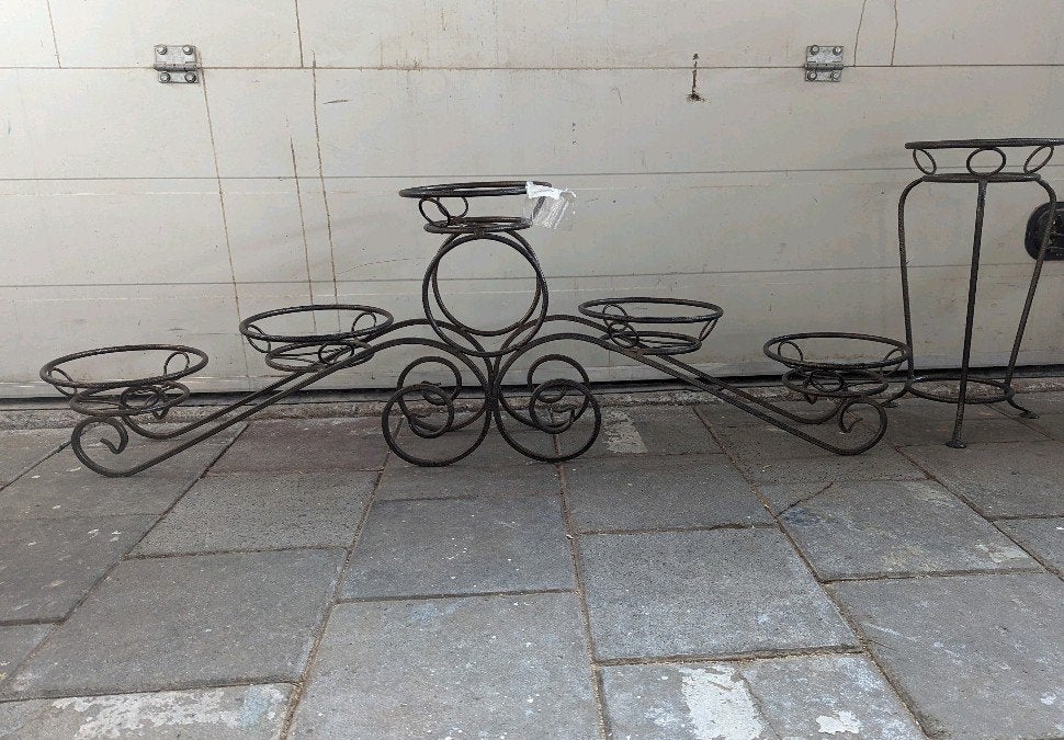 Metalen plantenstandaard  rvs en bloembakhouder, Ophalen, Gebruikt, 100 cm of meer, Metaal