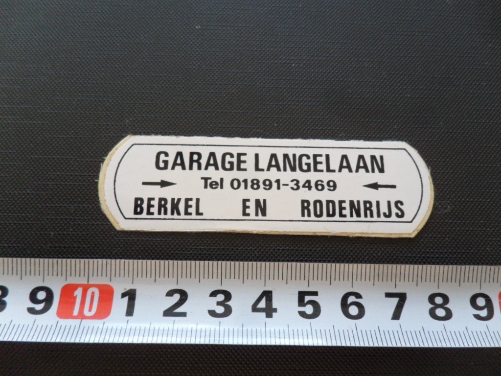 sticker Berkel en Rodenrijs Garage Langelaan 01891-3469, Verzamelen, Ophalen, Zo goed als nieuw