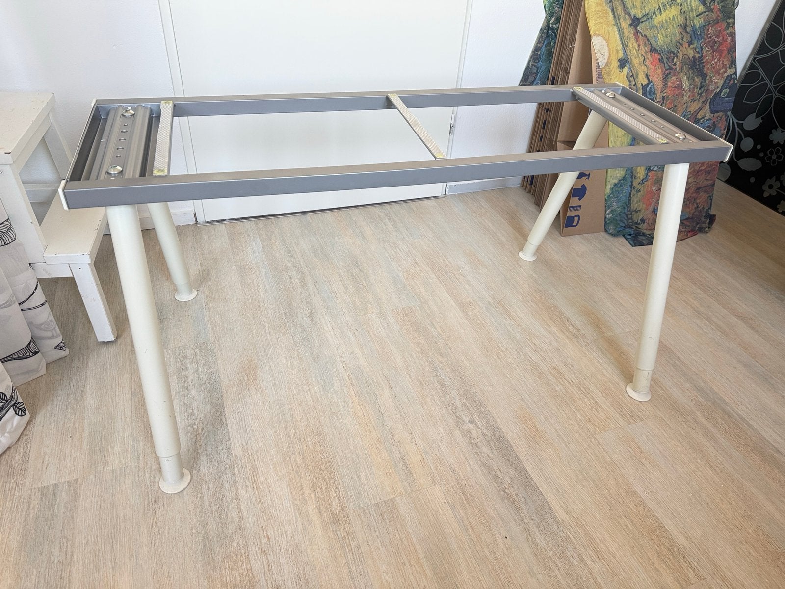 Onderstel bureau en glazen plaat, Huis en Inrichting, Tafelonderdelen, Ophalen, Gebruikt, 50 tot 100 cm, Glas
