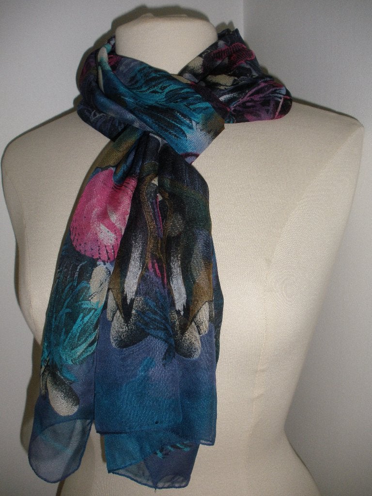 Sjaal blauw met zeepaardjes - nieuw -, Ophalen of Verzenden, Nieuw, Maat 46/48 (XL) of groter, Sjaal