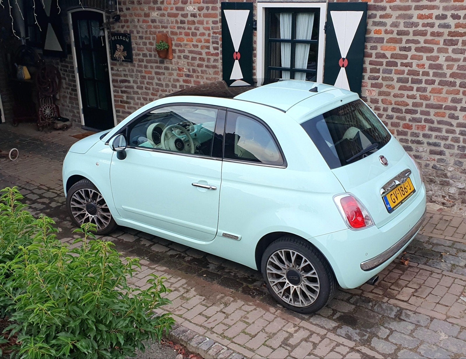 Fiat 500 0.9 Twinair C 2015 Groen, Auto's, Voorwielaandrijving, 31 €/maand, 905 kg, Origineel Nederlands