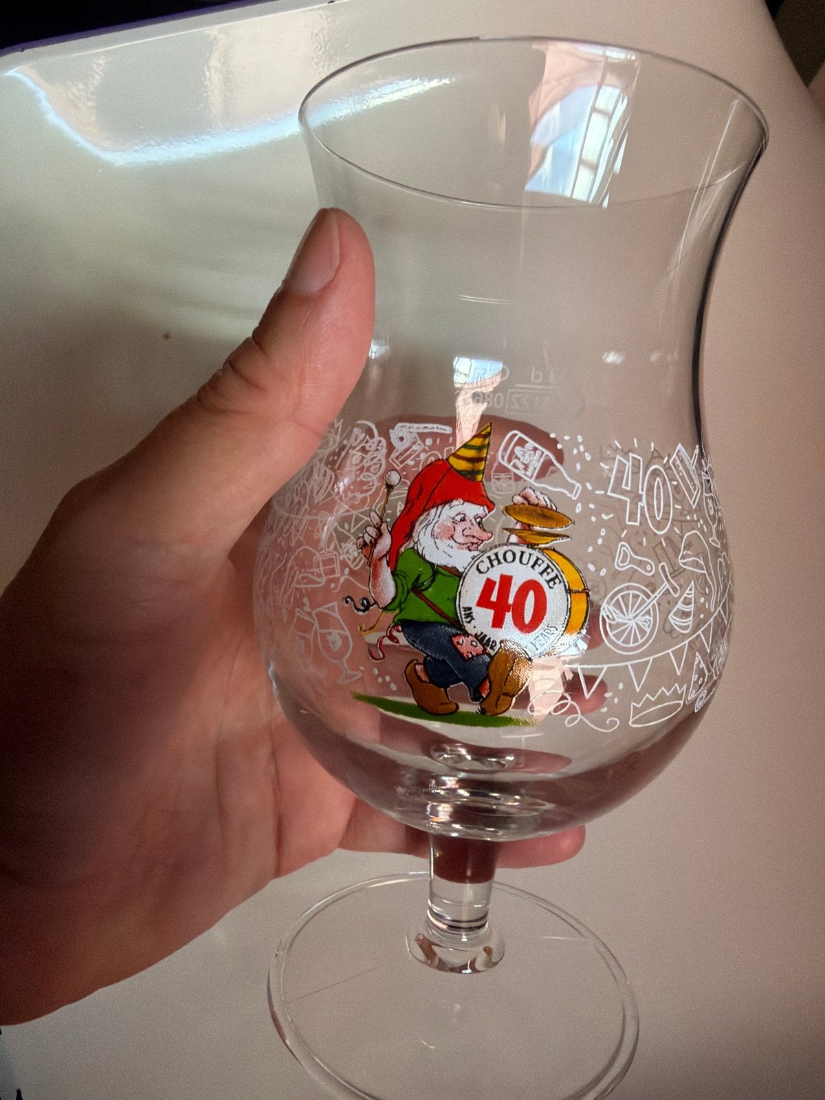 La Chouffe 40 jaar bierglas - Als nieuw, Ophalen, Zo goed als nieuw, Glas of Glazen, Overige merken