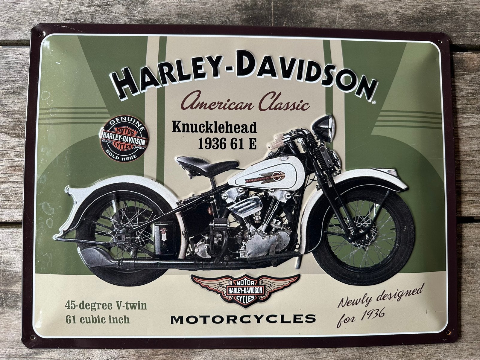Harley Davidson Reclame bord knucklehead, Ophalen, Gebruikt, Reclamebord