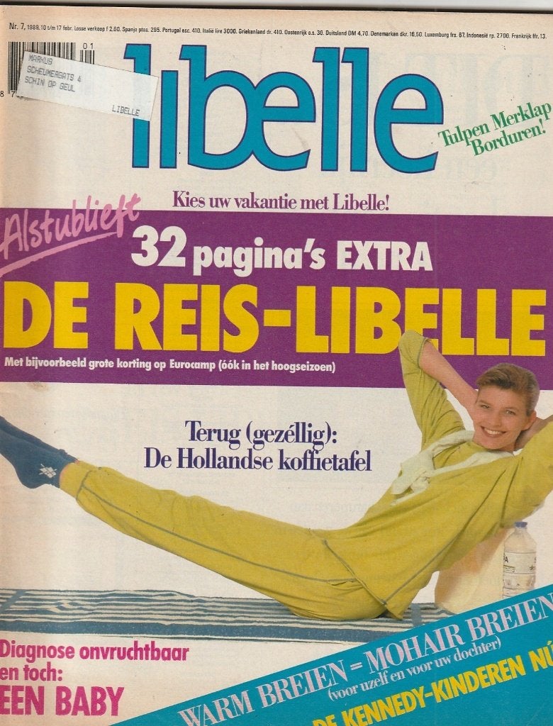 Vintage tijdschrift Libelle 1989 n.7 merklap borduren & mode, Verzenden, 1980 tot heden, Nederland, Tijdschrift