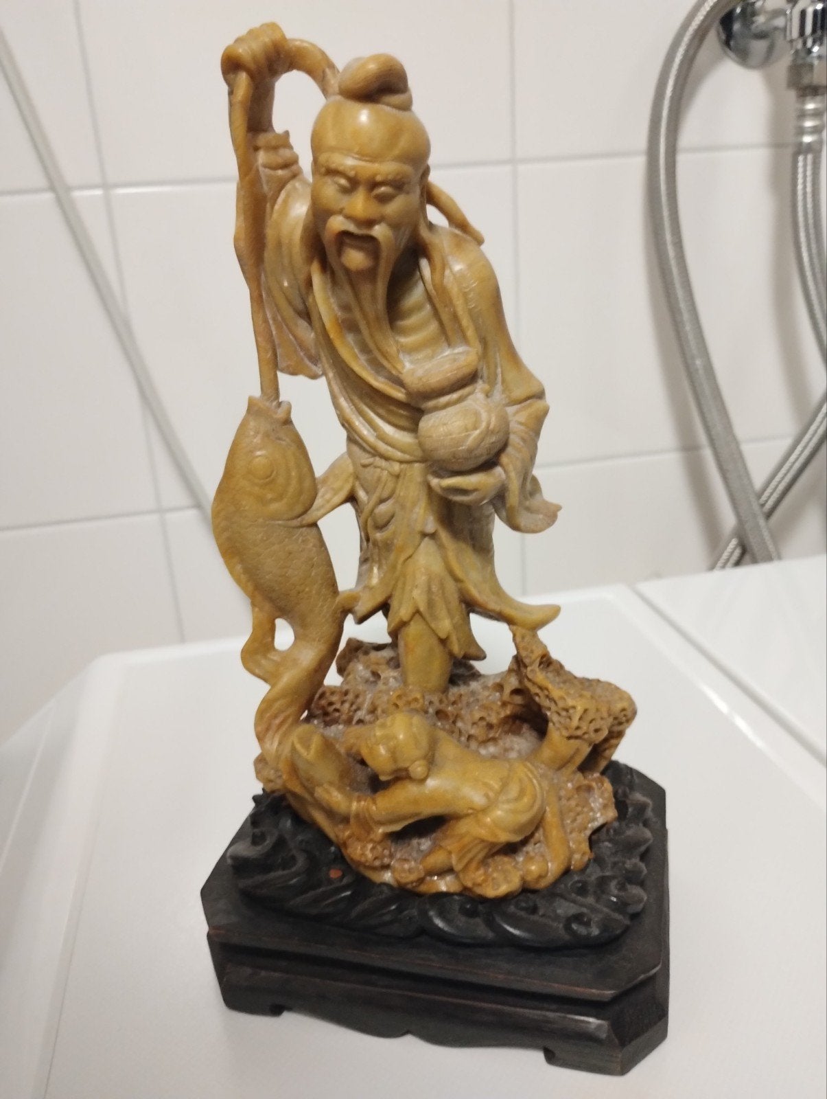 Antiek Chinees speksteen beeld, Antiek en Kunst, Kunst | Niet-Westerse kunst, Ophalen of Verzenden