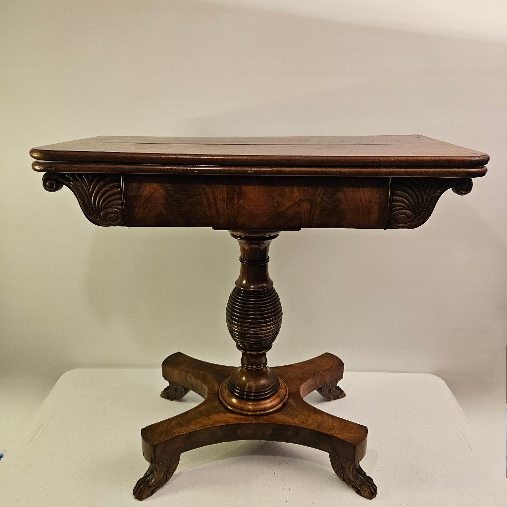 Antieke Mahonie Speeltafel met Klauwpoten, Ophalen