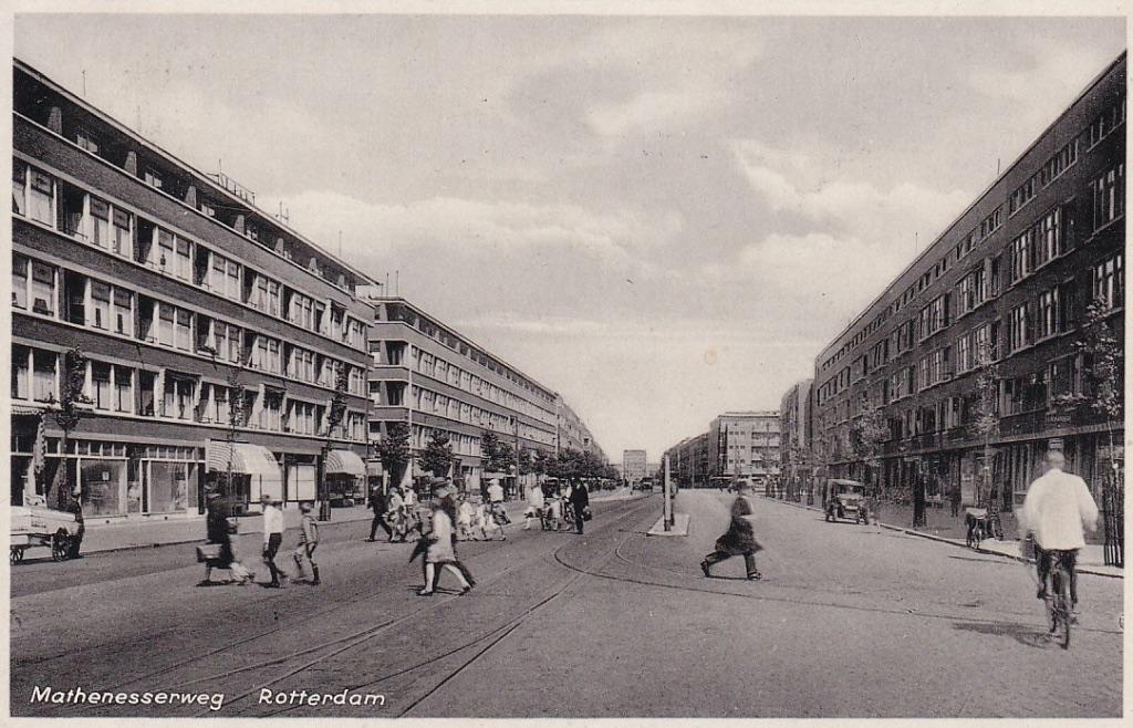 714A Rotterdam Mathenesserweg links bakkerskar, Ophalen of Verzenden, 1920 tot 1940, Gelopen, Zuid-Holland