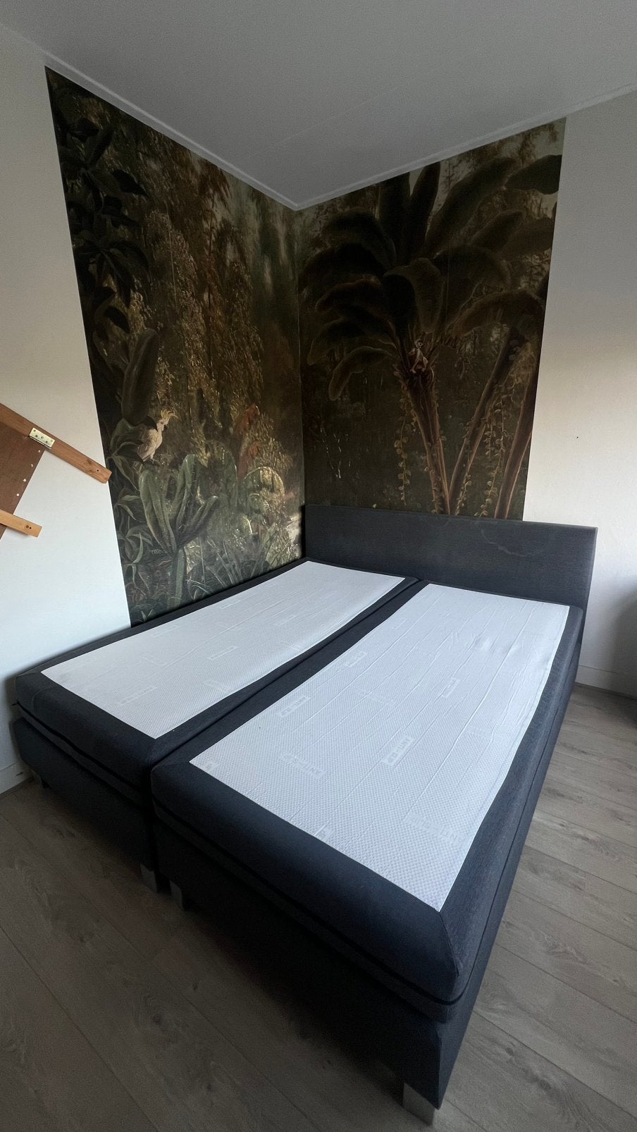 Donkerblauwe tweepersoons boxspring, Ophalen, Gebruikt, Blauw, Tweepersoons
