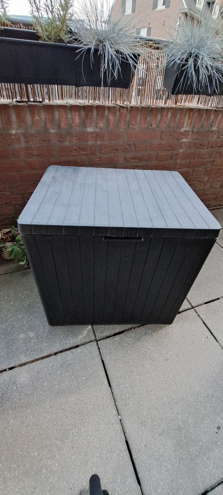 Opbergbox voor buiten 57x44x55cm - Grijs/Zwart, Ophalen, Gebruikt, Kunststof, Overige typen