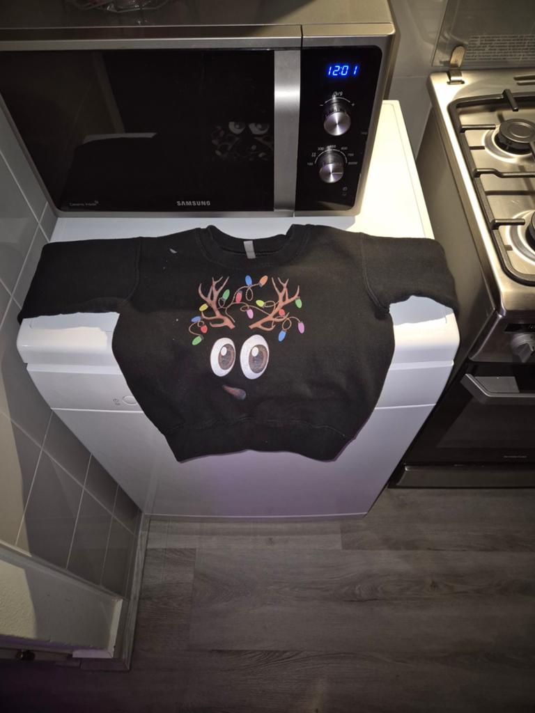 Zwarte Kersttrui met Rendierprint - Maat 4/6, Kinderen en Baby's, Ophalen of Verzenden, Gebruikt, Kai Ban, Jongen of Meisje