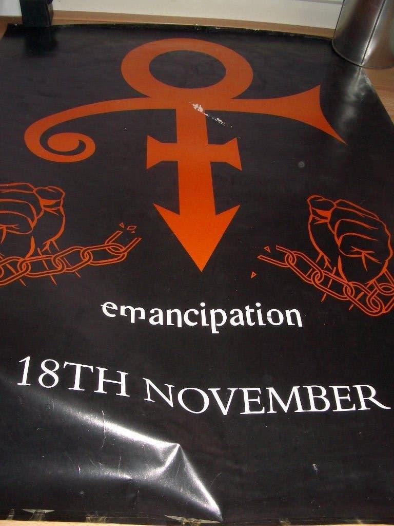 Prince poster UK promo Emancipation, Verzamelen, Deurposter of groter, Ophalen of Verzenden, Muziek, Rechthoekig Staand
