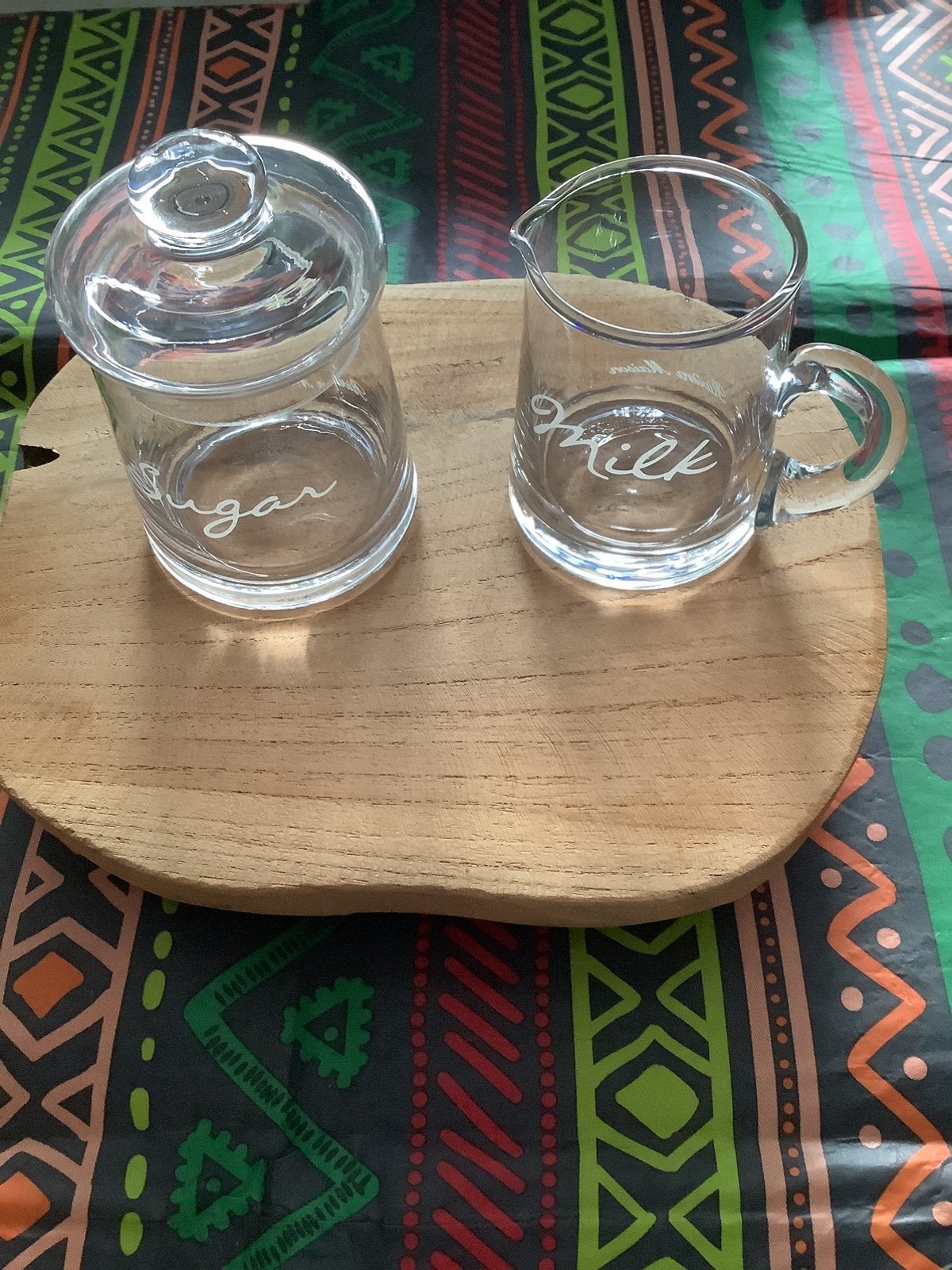 Rivièra maison suikerpotje en melkkannetje, Ophalen, Zo goed als nieuw, Glas