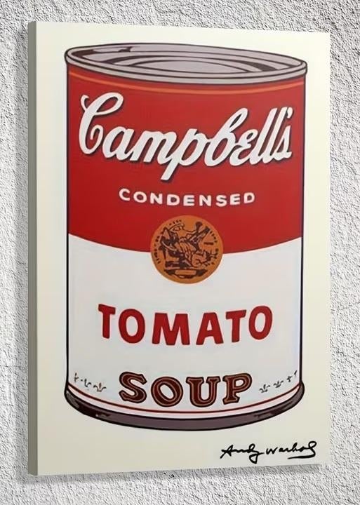 Andy Warhol - Campbell's Soup - Canvas Schilderij Gesign., Verzenden