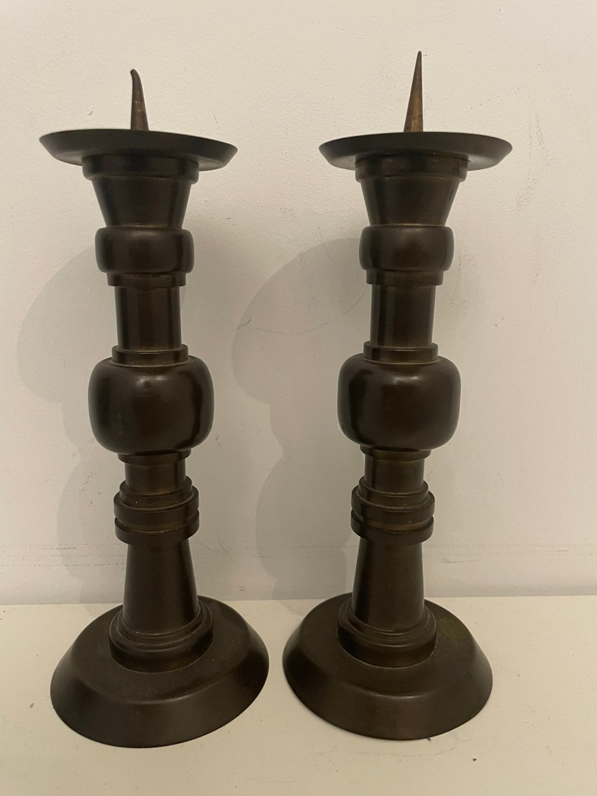 Set massieve (Neo)Barok messing kandelaren - 21 cm (1,9 kg), Ophalen of Verzenden, Overige materialen