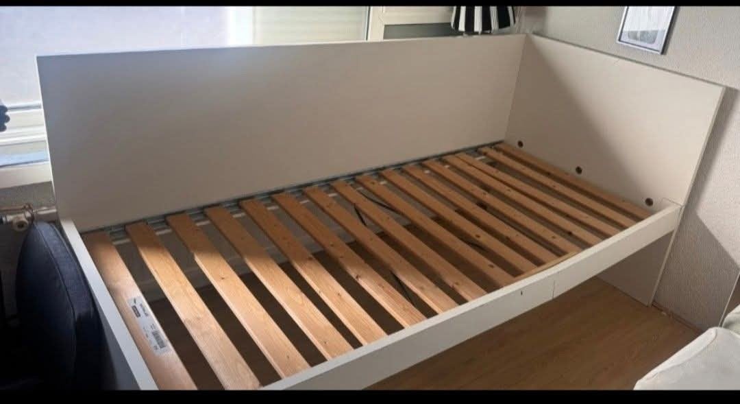 Eenpersoonsbed met bedlades 90x200, Ophalen, Gebruikt, 90 cm, Eenpersoons