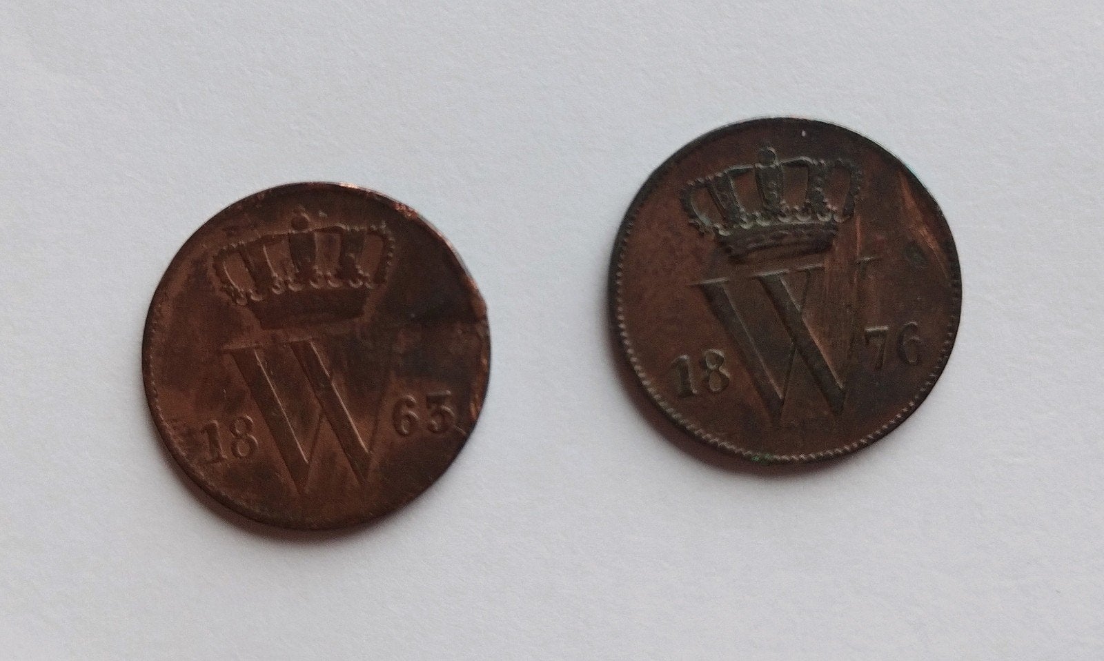 Twee Centen van Willem III - 1863 & 1876, Postzegels en Munten, Verzenden, Koning Willem III, 1 cent, Setje