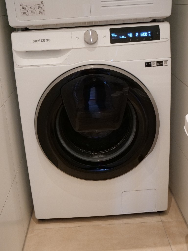 Samsung wasmachine (model WW80T656ALE/S2) AddWash, Ophalen, Zo goed als nieuw, Voorlader, 85 tot 90 cm