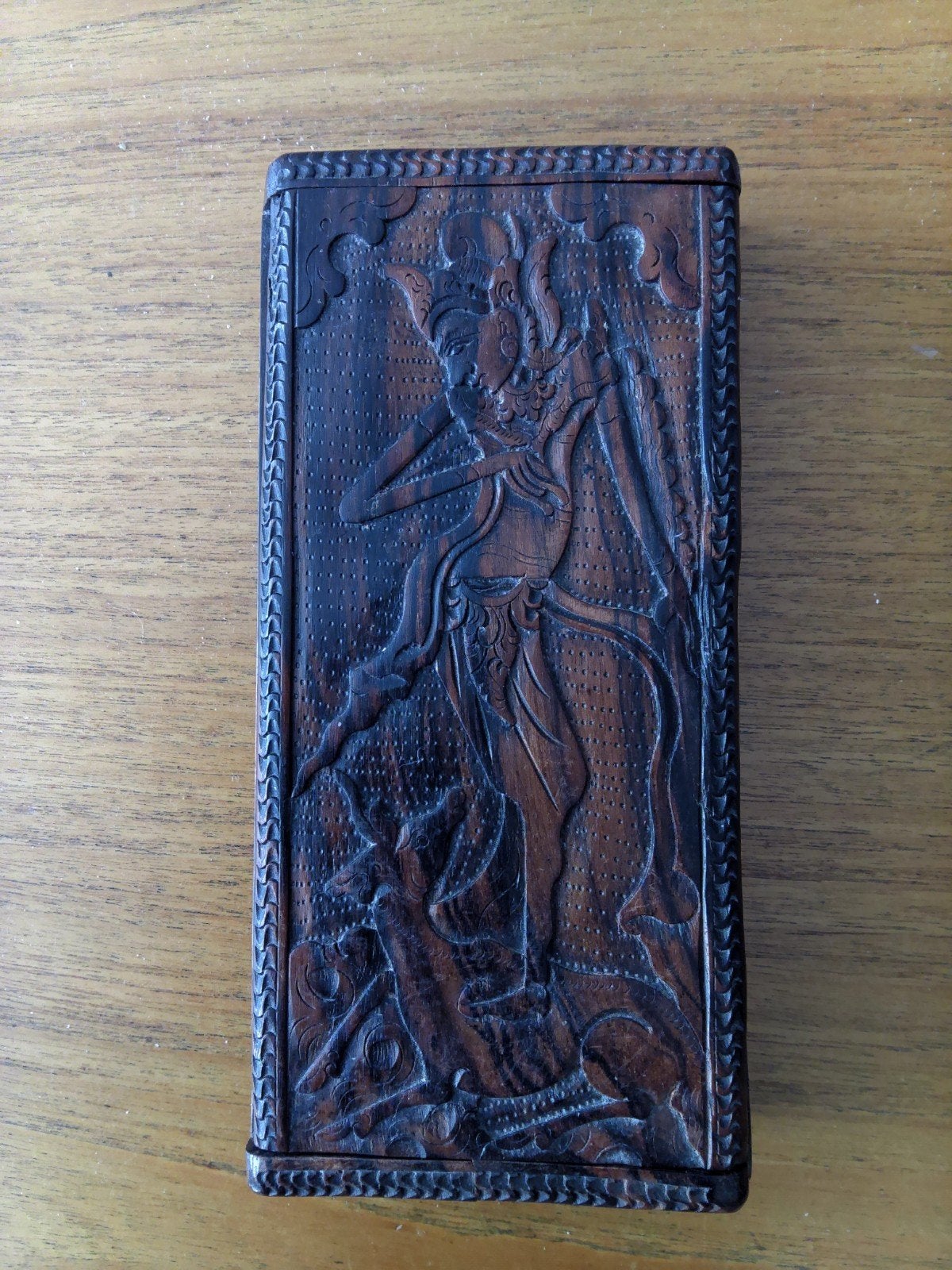 Indonesisch opbergkistje, houtsnijwerk, Indonesië, Ophalen, Gesneden, Hout