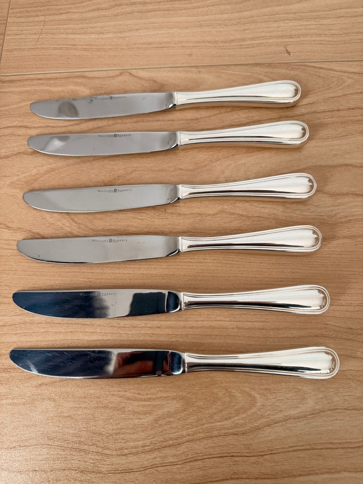 6 Williams & Roberts Windsor rondfilet messen - verzilverd, Ophalen of Verzenden