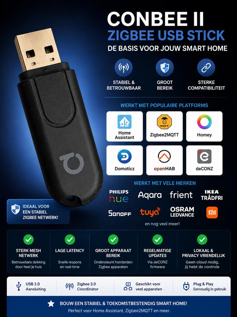 ConBee II Zigbee USB Stick – Perfect voor Home Assistant, Computers en Software, Ophalen of Verzenden, Zo goed als nieuw, 128 GB