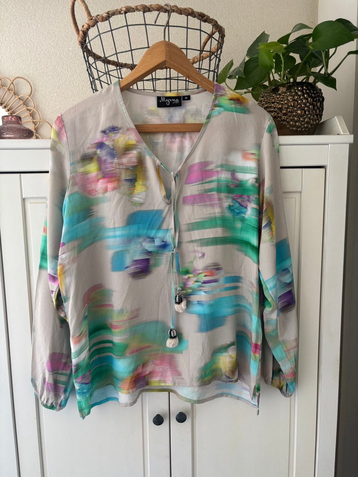 Myrna by Ned viscose blouse maat M, Ophalen of Verzenden, Zo goed als nieuw, Maat 38/40 (M), Groen
